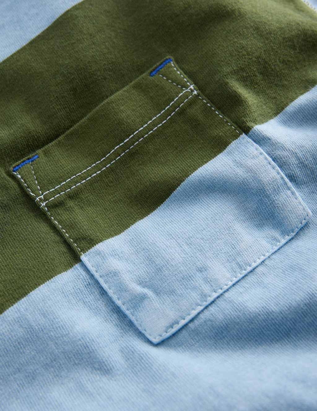 Garment Dye Relaxed T-shirt-French Blue / Brunswick Green