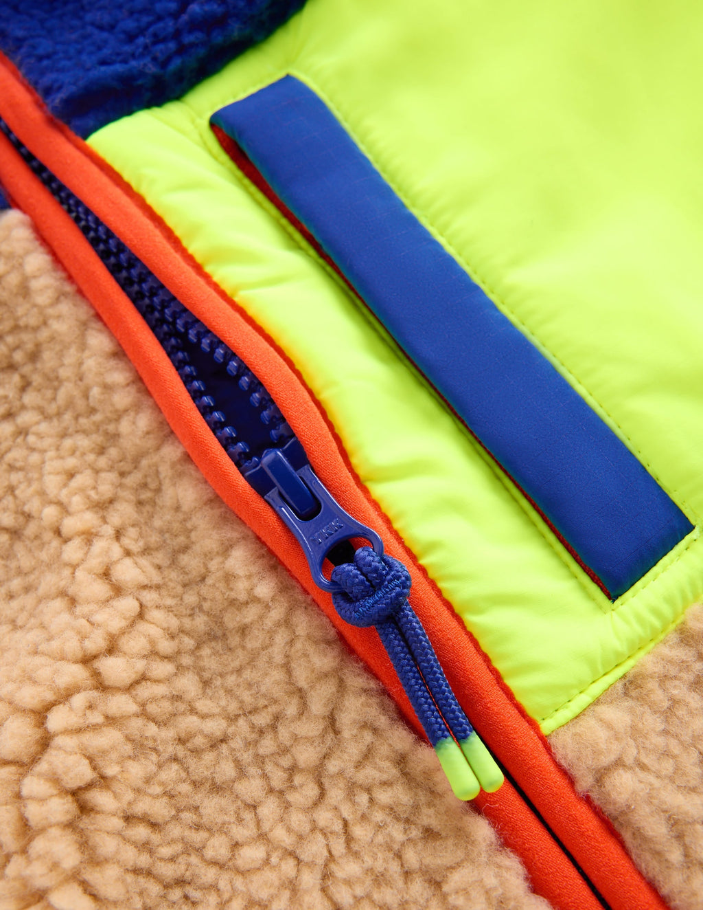 Cosy Borg Mix Jacket-Borg Yellow Colourblock