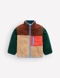 Cosy Borg Mix Jacket-Borg Colourblock
