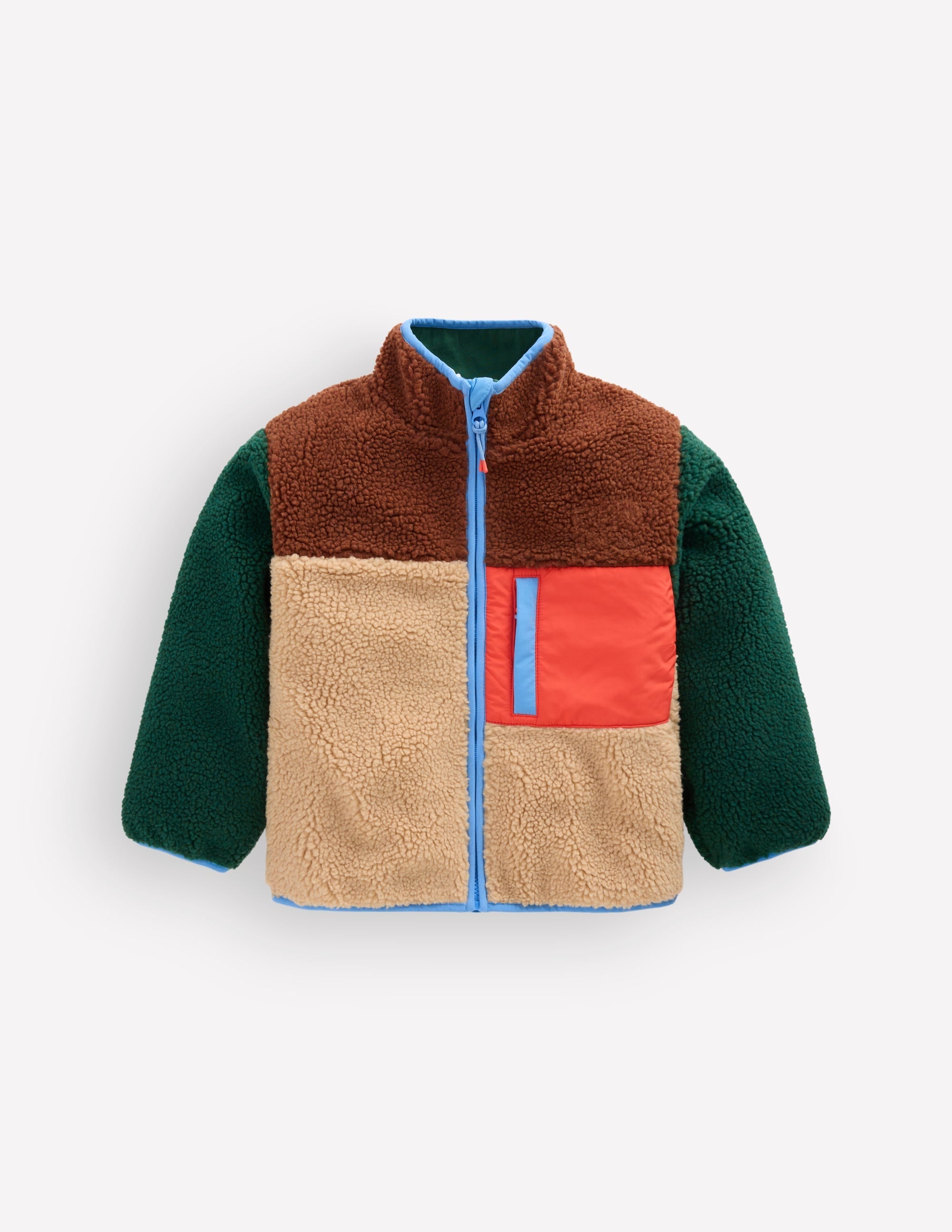 Cosy Borg Mix Jacket-Borg Colourblock