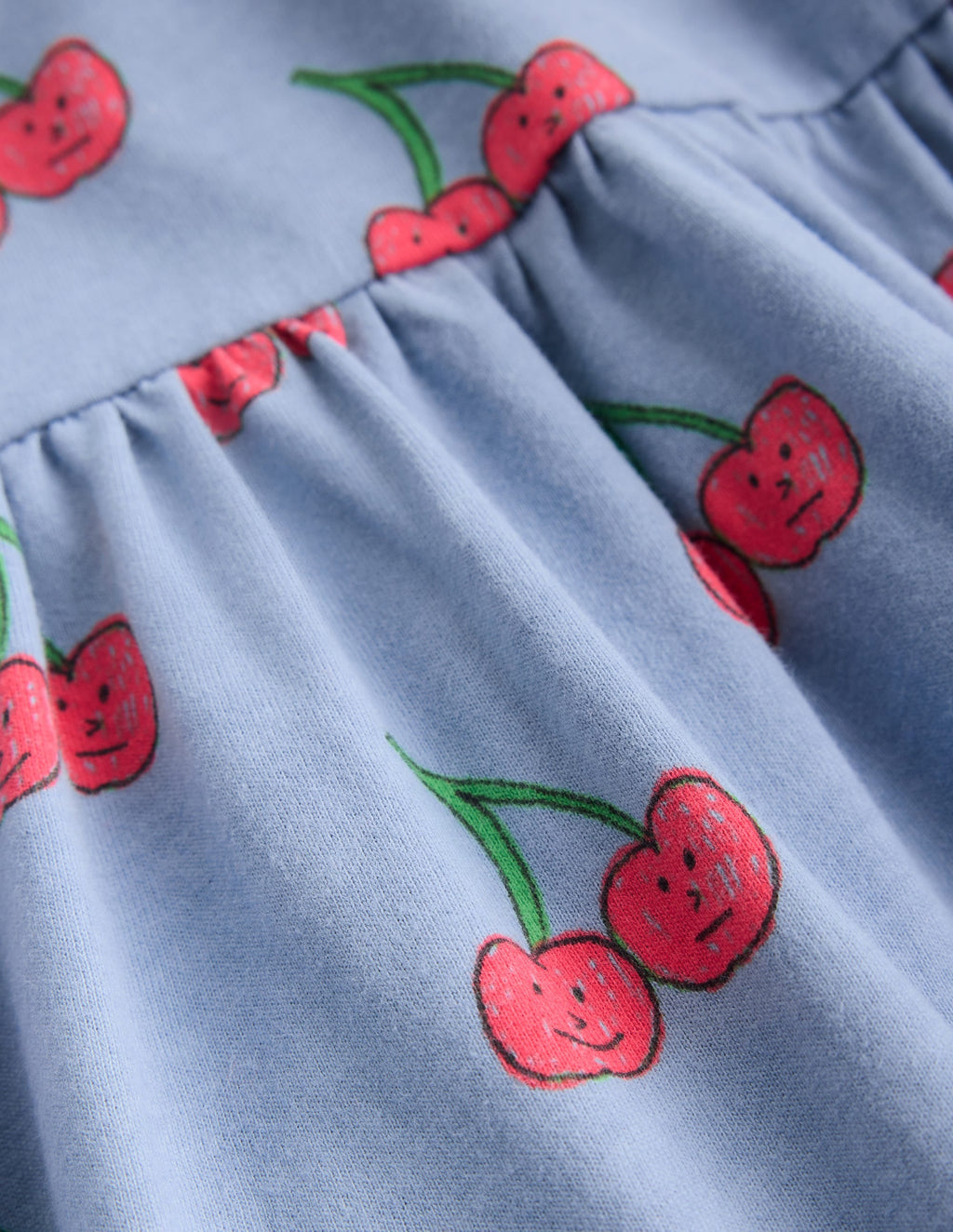 Ariel Twirly Jersey Dress-Blue Cherries