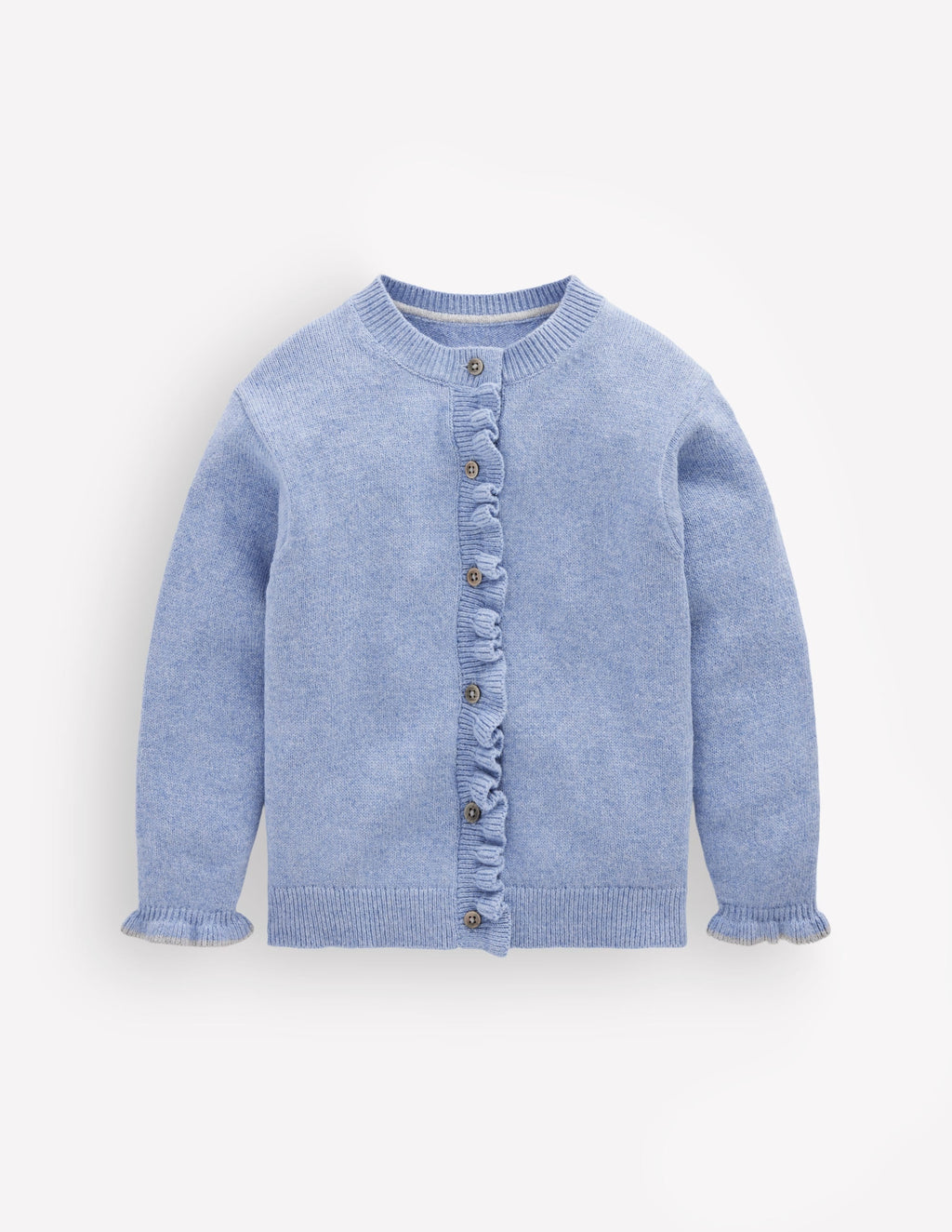 Everyday Frilled Cardigan-French Blue Marl