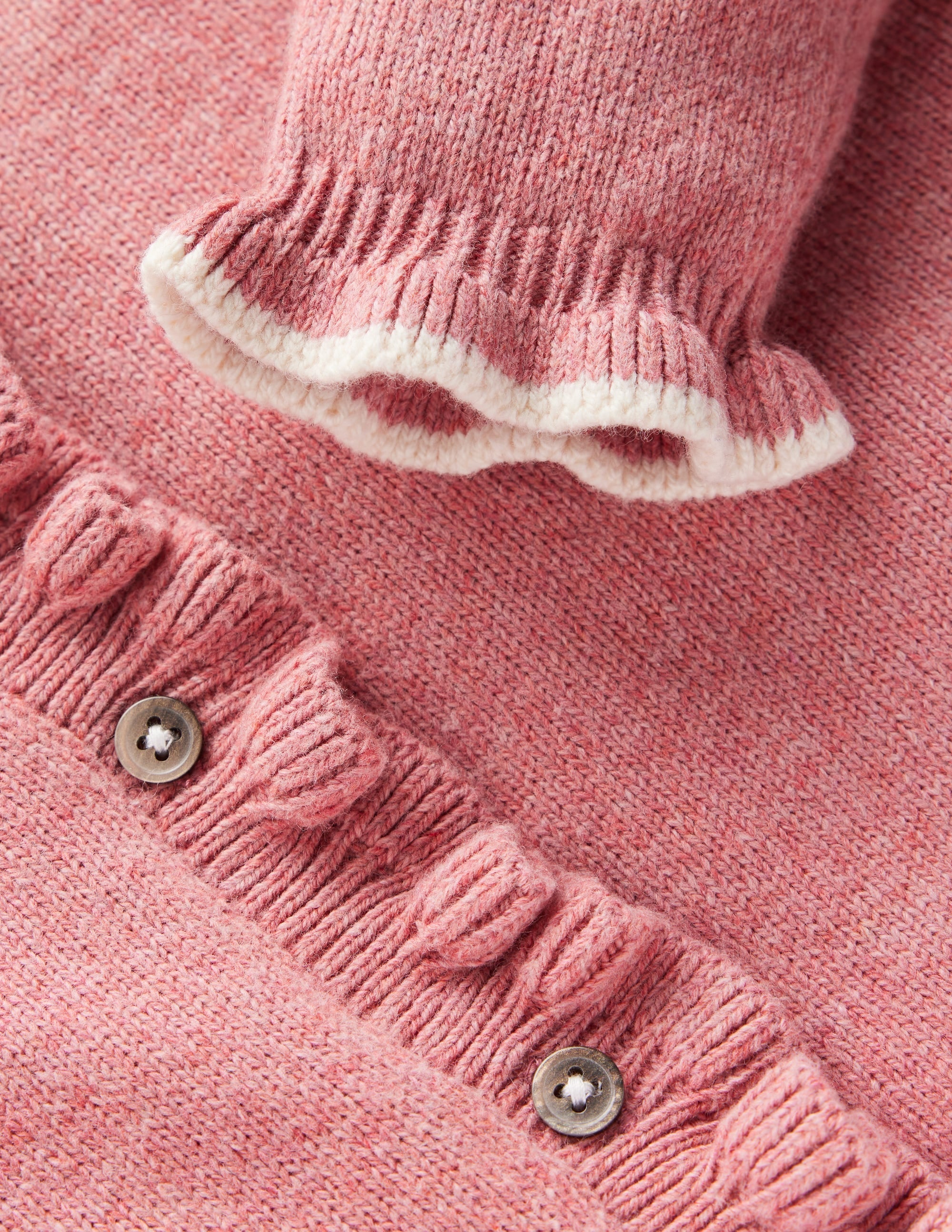 Everyday Frilled Cardigan-Vintage Rose