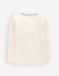 Ribbed Long Sleeve T-shirt-Soft Ivory