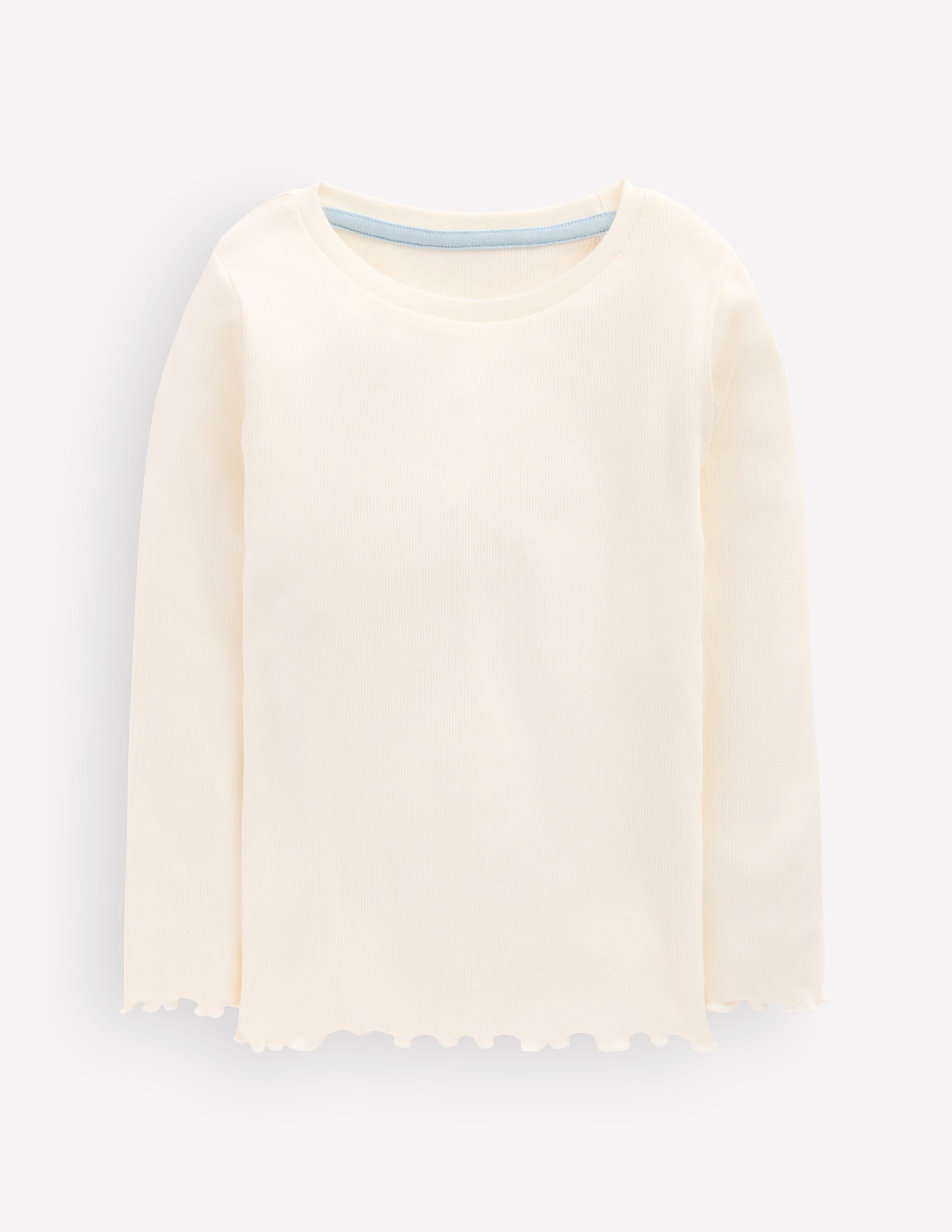 Ribbed Long Sleeve T-shirt-Soft Ivory