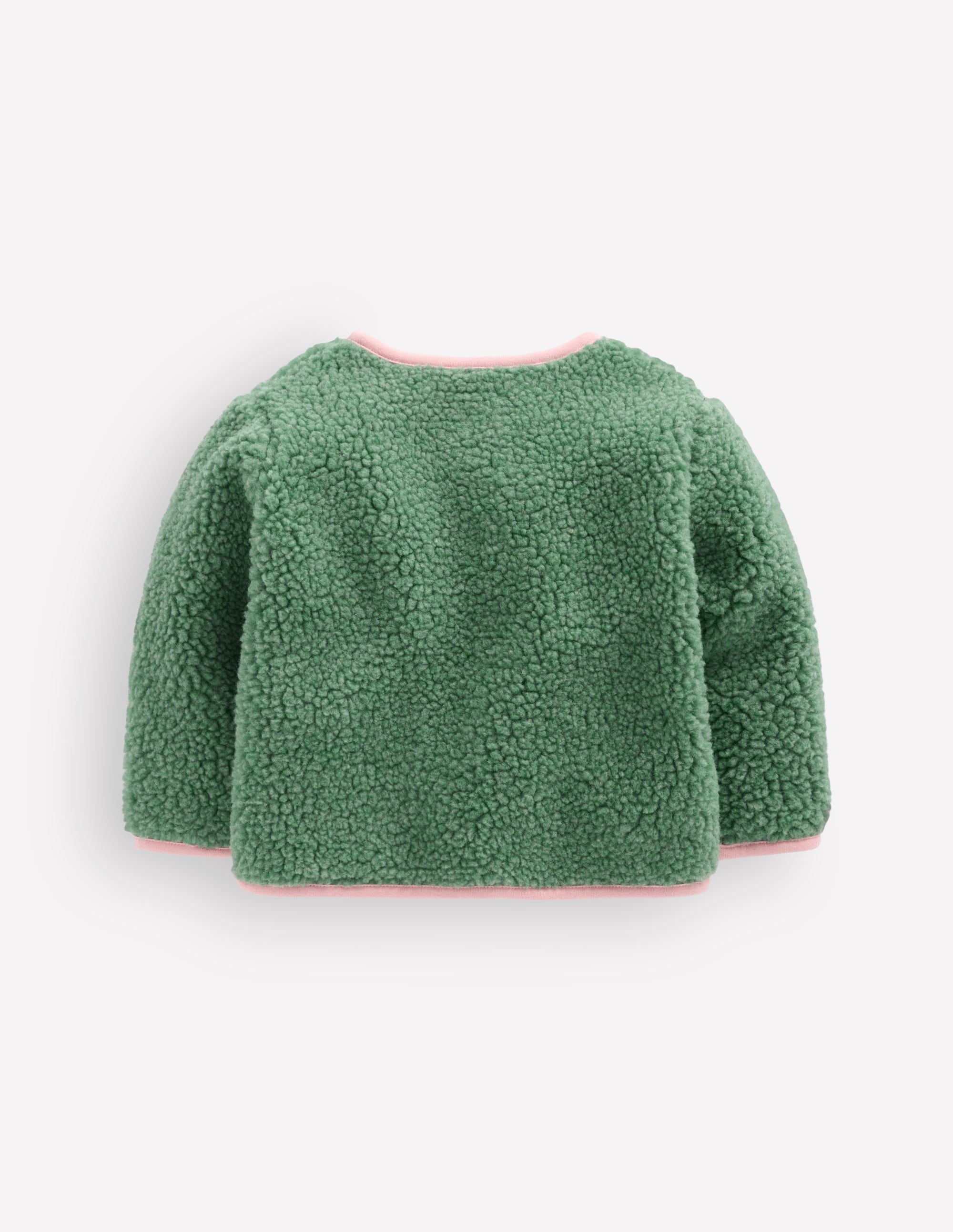Cosy Borg Button-Down Jacket-Larch Green Floral