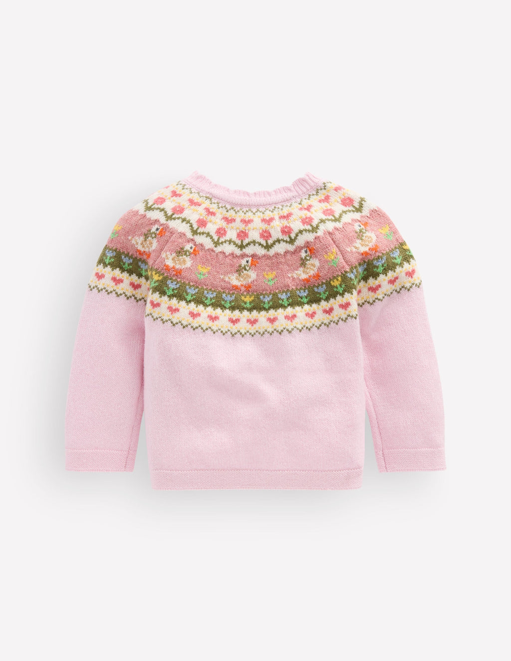 Fair Isle Cardigan-Chalk Pink Geese Fair Isle