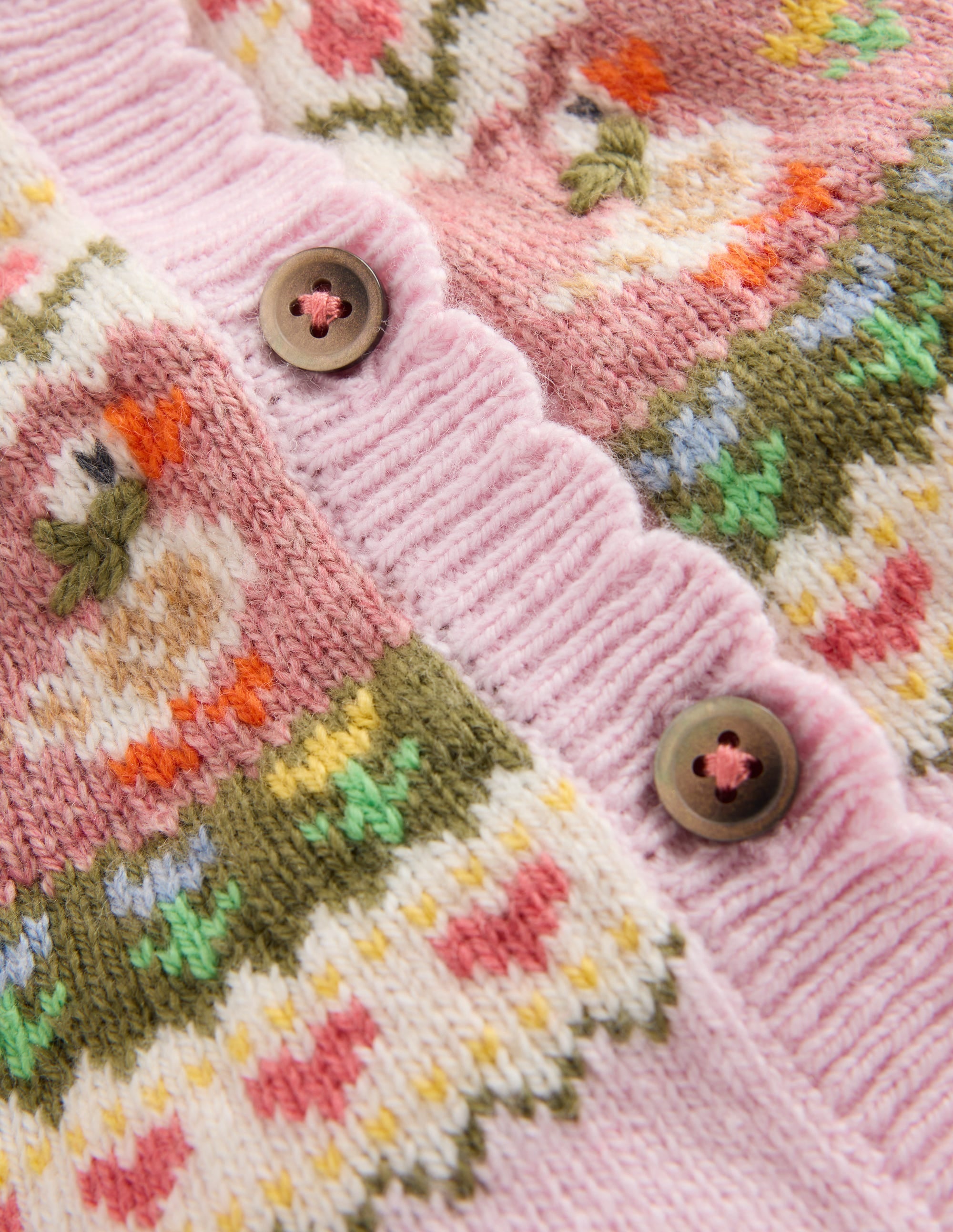 Fair Isle Cardigan-Chalk Pink Geese Fair Isle