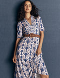 Heidi Jersey Midi Tea Dress-Denim Blue, Delicate Trail