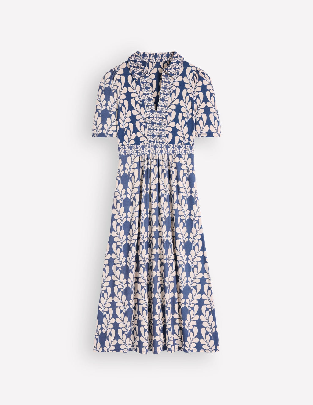 Heidi Jersey Midi Tea Dress-Denim Blue, Delicate Trail