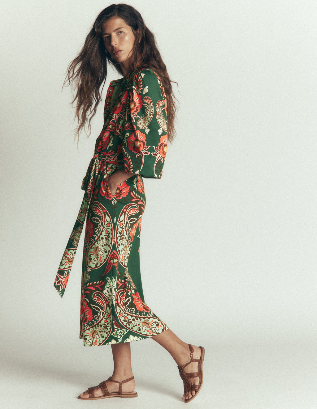 Eli Seamed Sleeve Jersey Dress-Hunter Green, Bohemia Dream