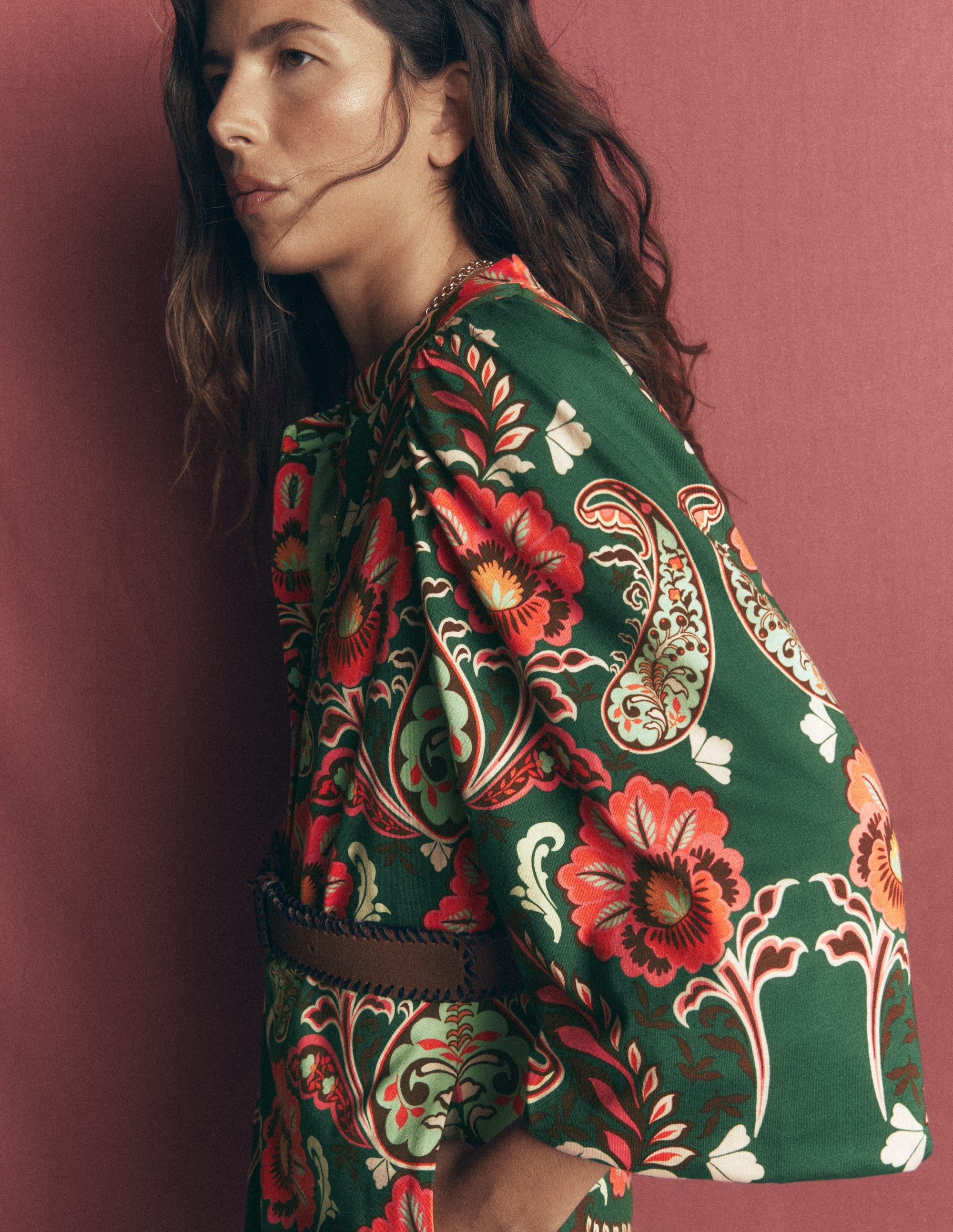 Eli Seamed Sleeve Jersey Dress-Hunter Green, Bohemia Dream