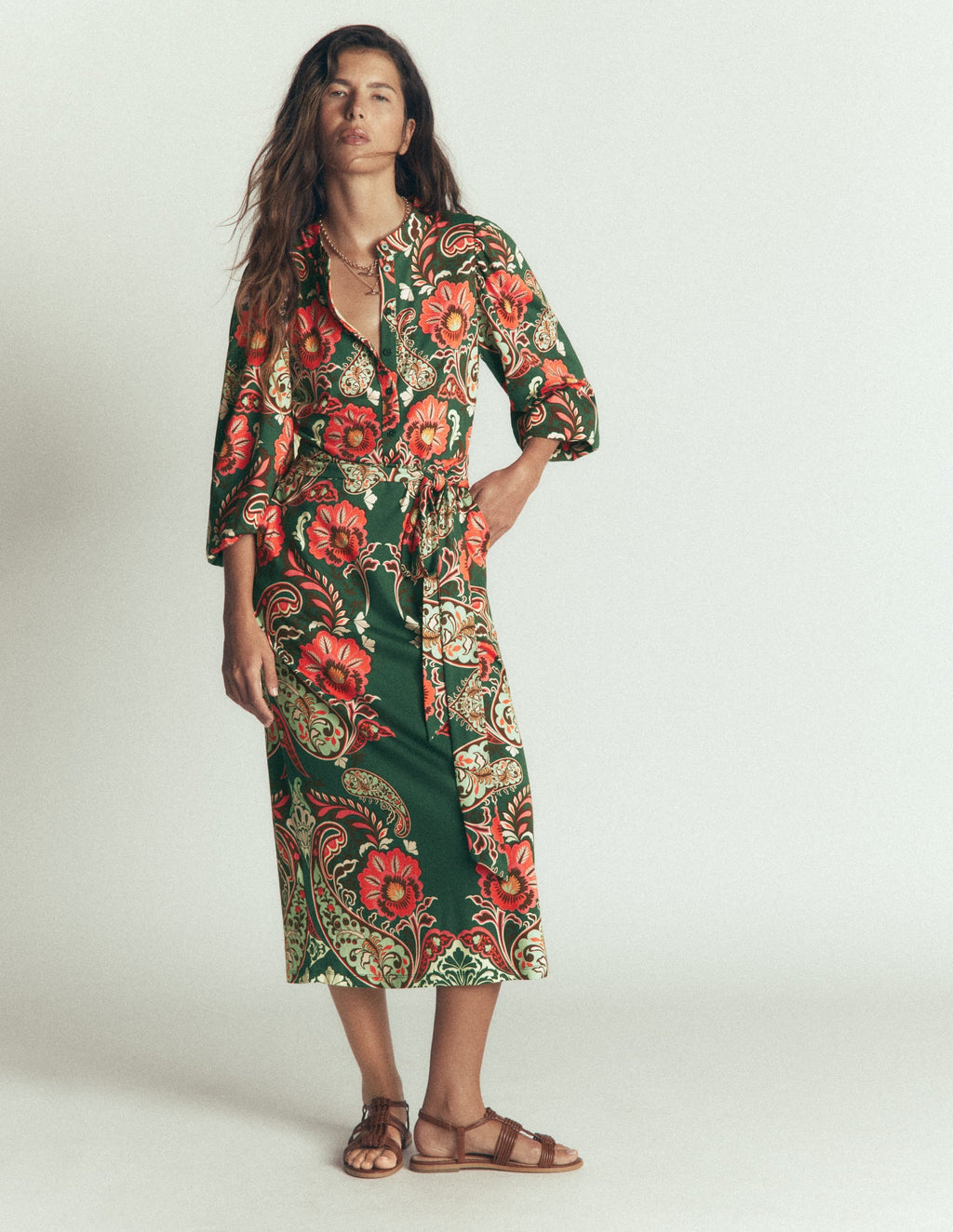Eli Seamed Sleeve Jersey Dress-Hunter Green, Bohemia Dream