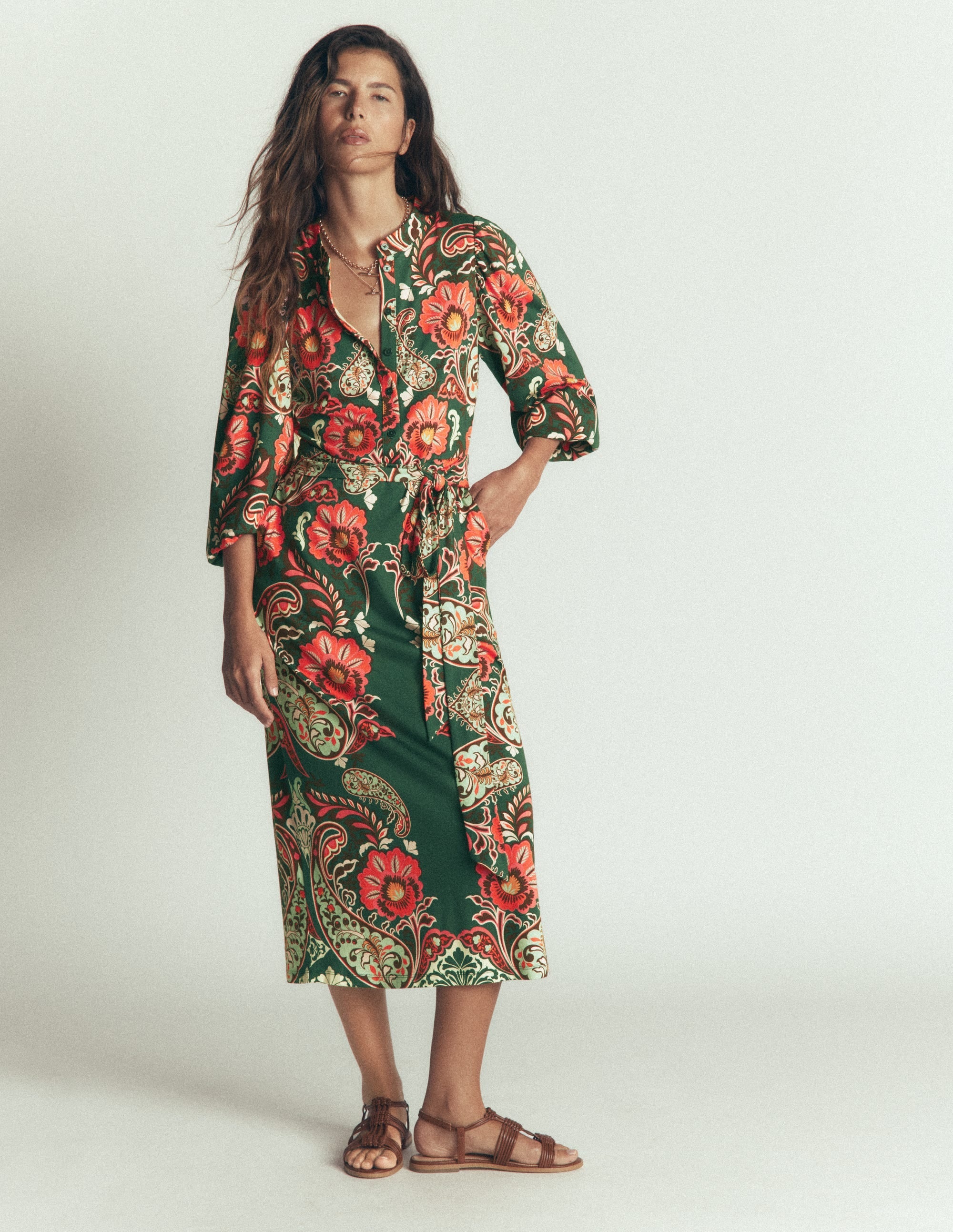 Eli Seamed Sleeve Jersey Dress-Hunter Green, Bohemia Dream