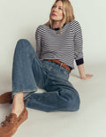 Stitch Detail Jumper-Navy, Ivory