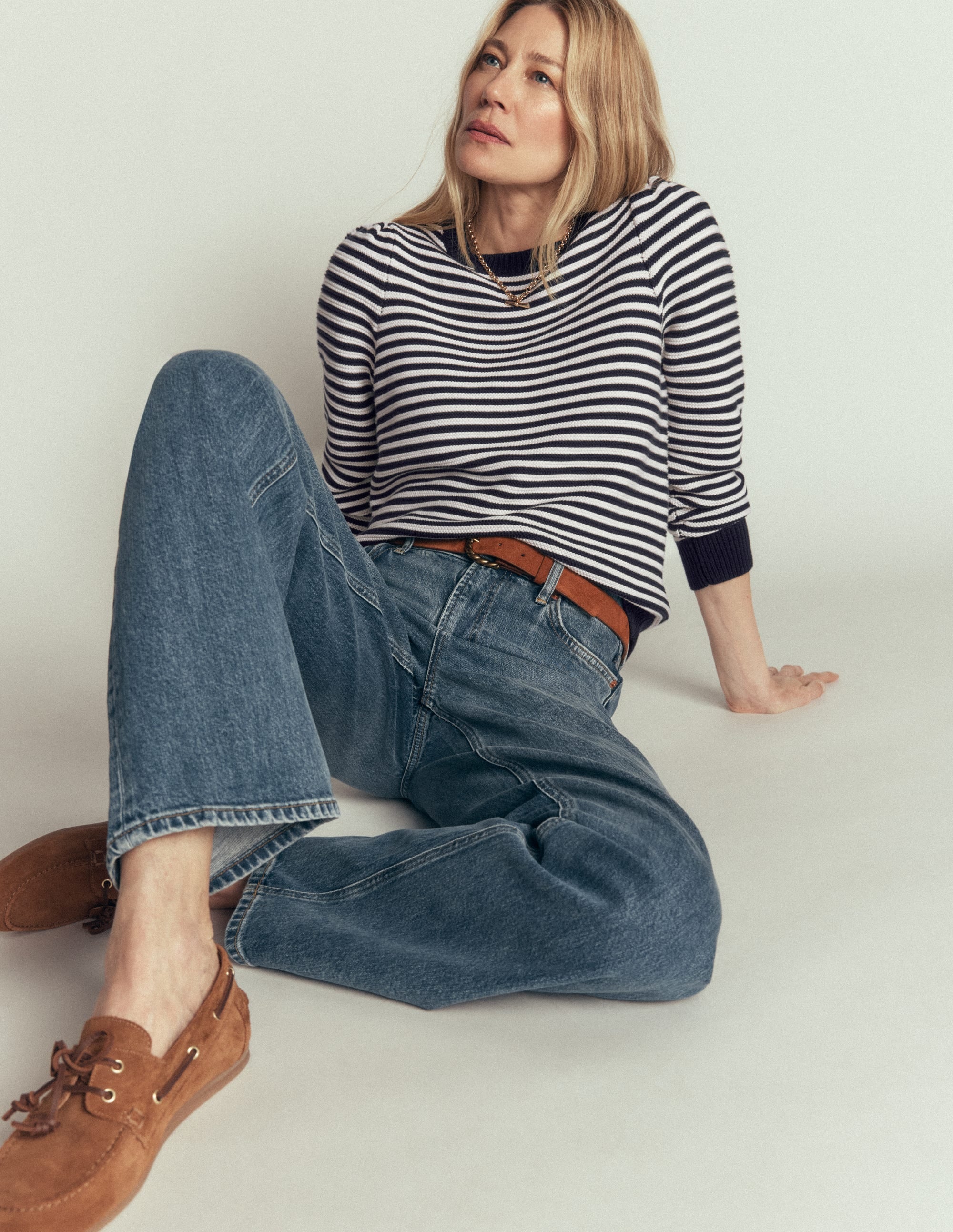 Stitch Detail Jumper-Navy, Ivory