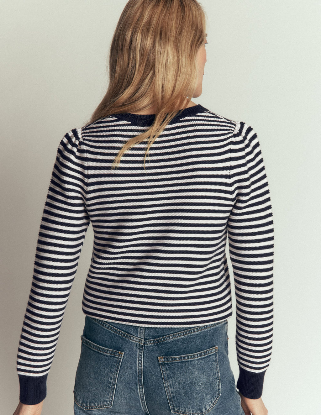 Stitch Detail Jumper-Navy, Ivory