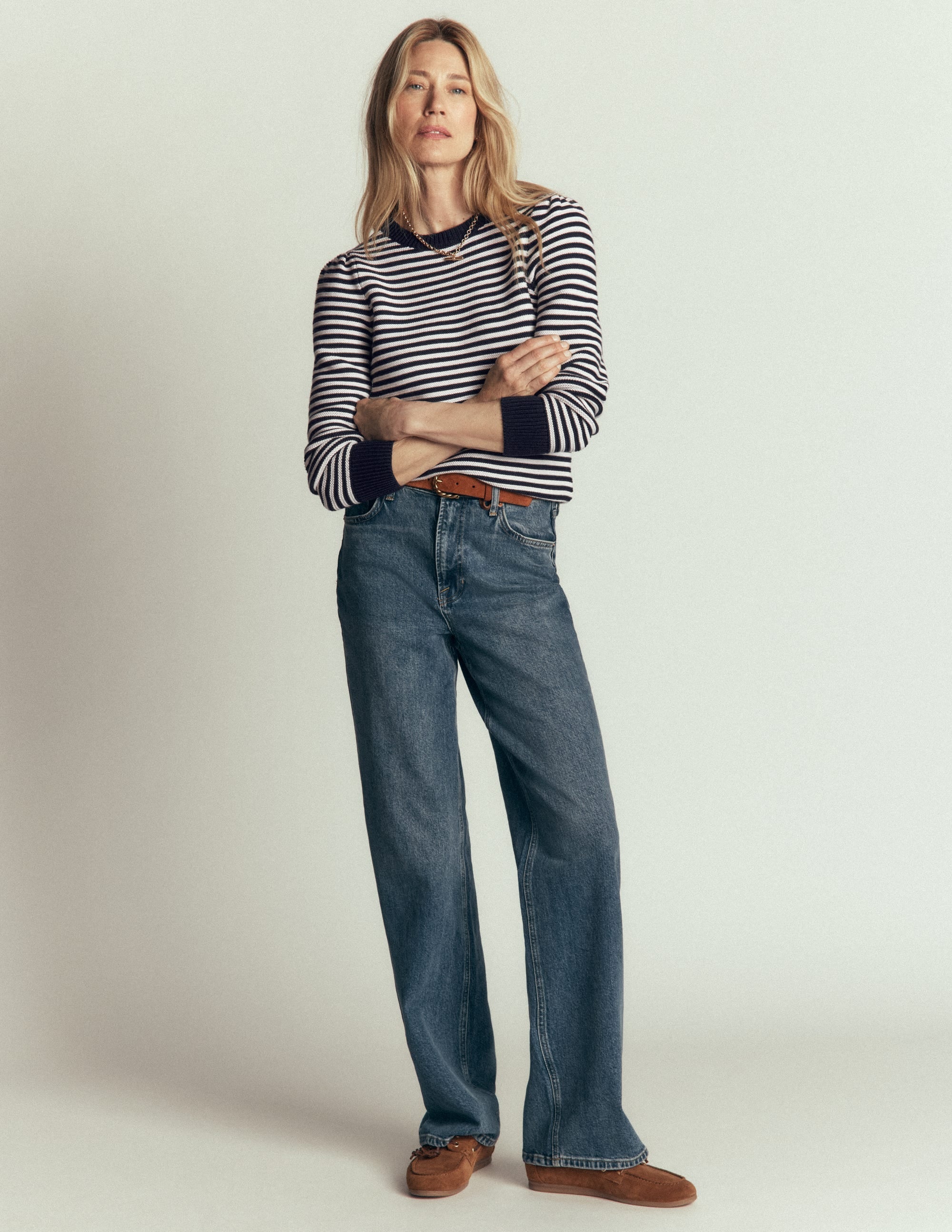 Stitch Detail Jumper-Navy, Ivory
