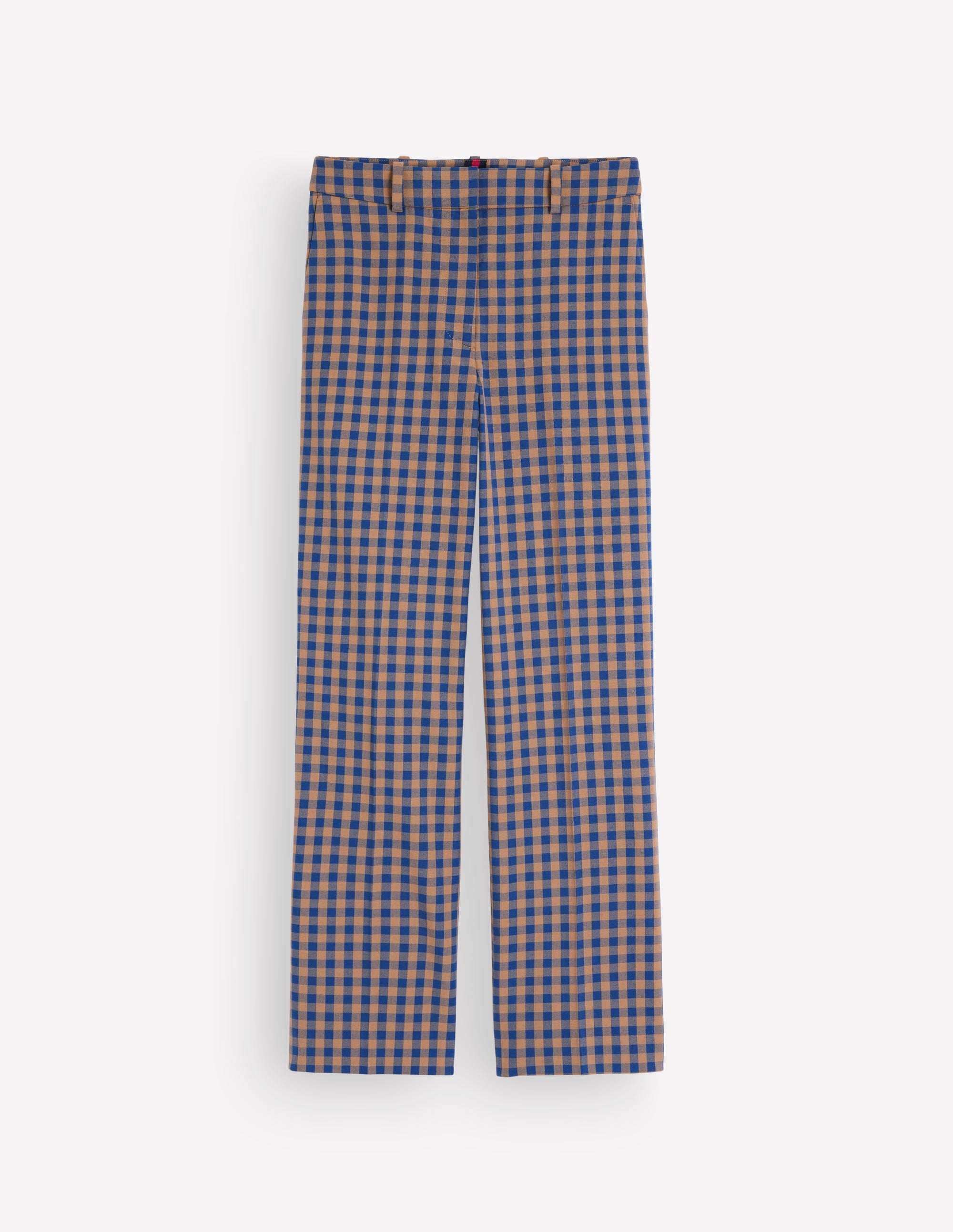 Canonbury 7/8 Pants-Camel, Blue Gingham