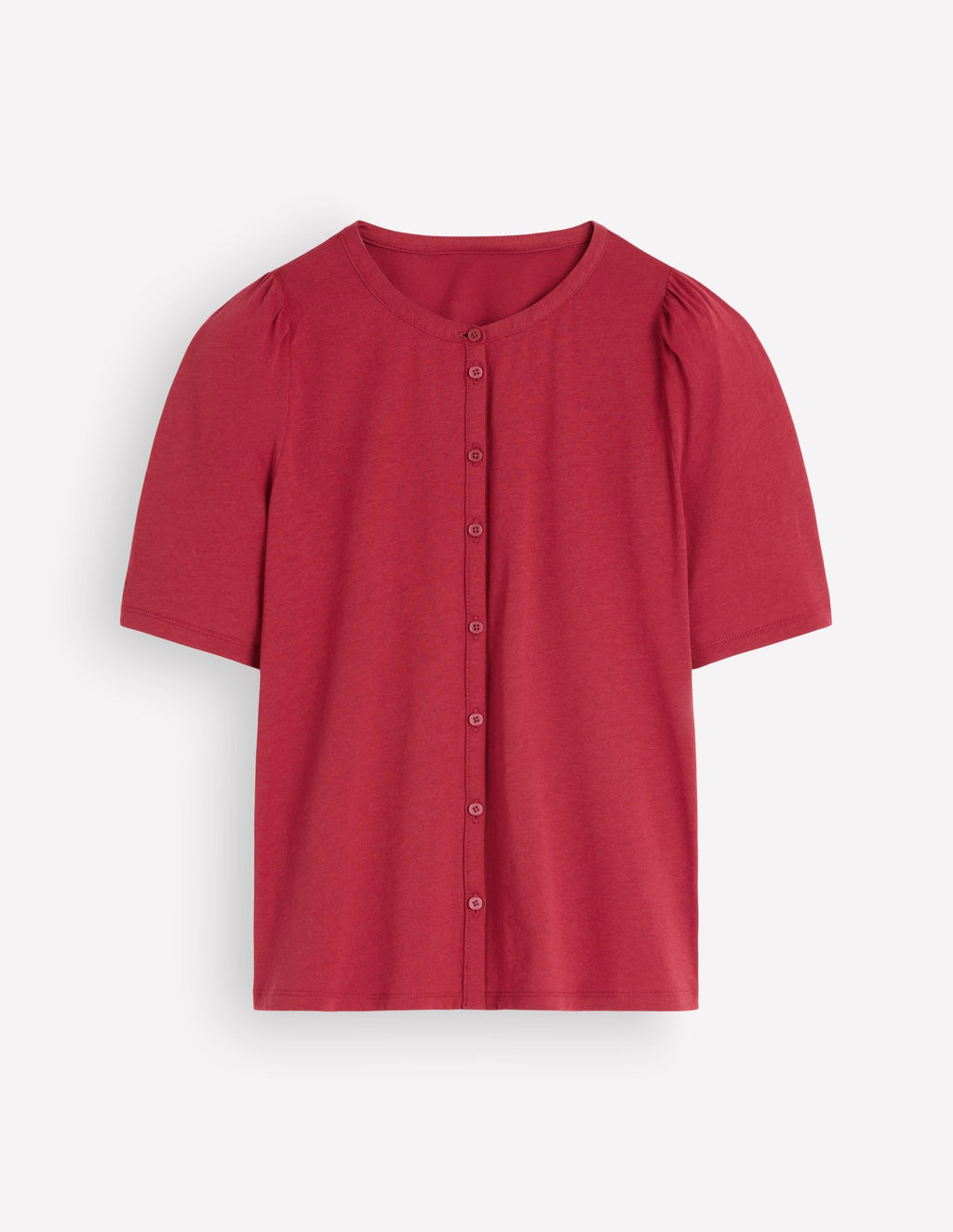Short Puff Sleeve Top-Red Earth
