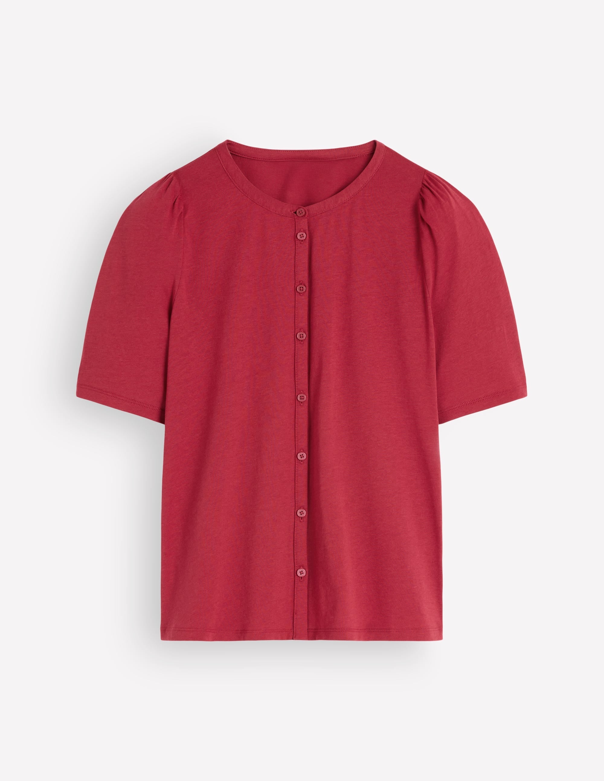 Short Puff Sleeve Top-Red Earth